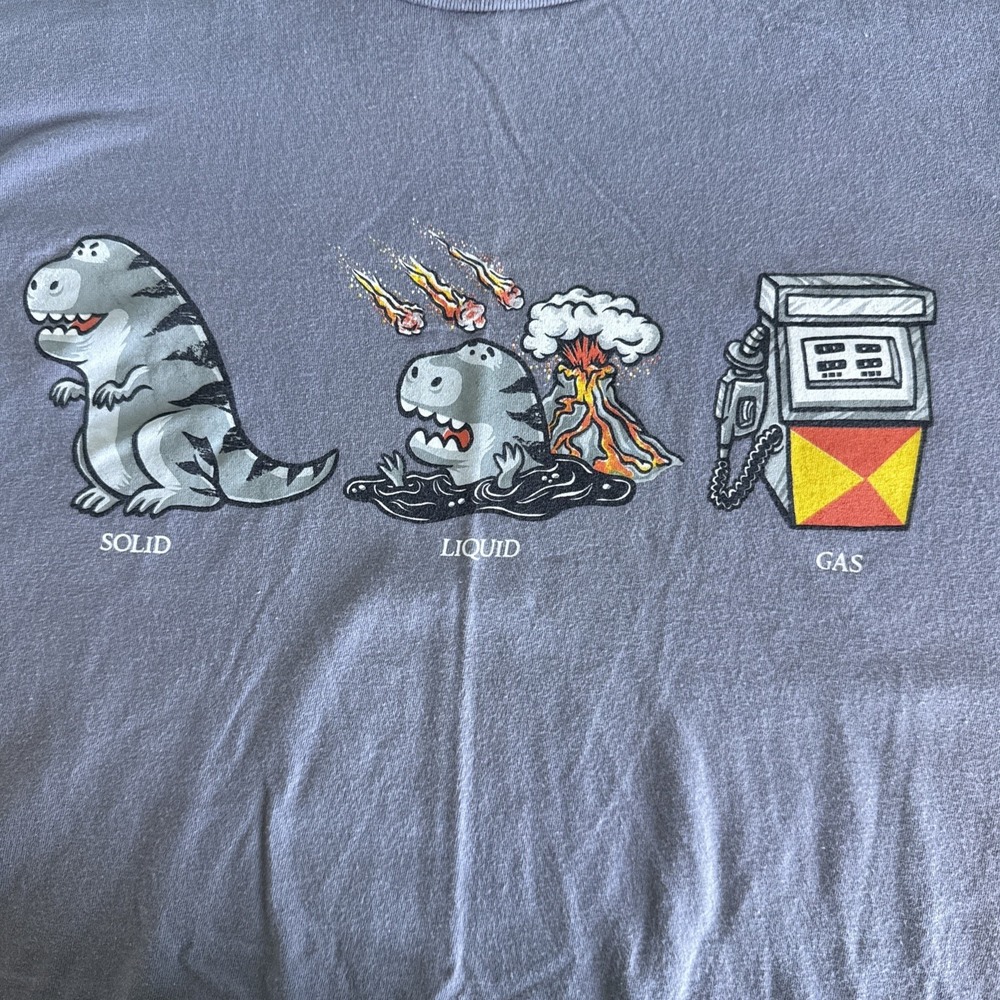 Shirt Woot! 3 XXL T-Shirt Gray Three Classical States of Matter Using Dinosaurs